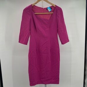 Black Halo Magenta-Pink Midi Sheath Dress
